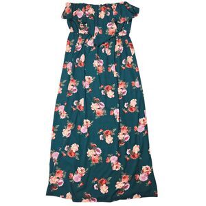 Emerald 2X Green Floral Strapless Dress | Elastic Hold